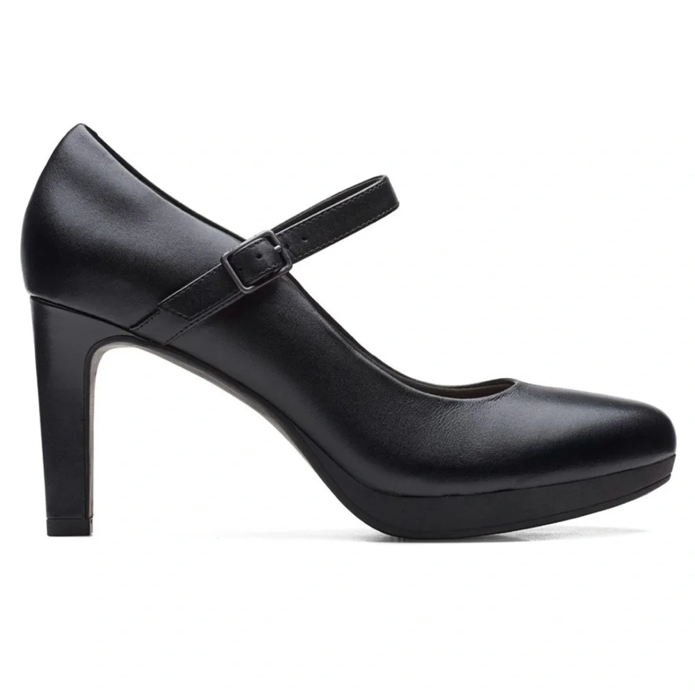 Clarks Ambry Shine Black Leather Mary Jane Heel Shoes Sz 8.5 M - Picture 2 of 11